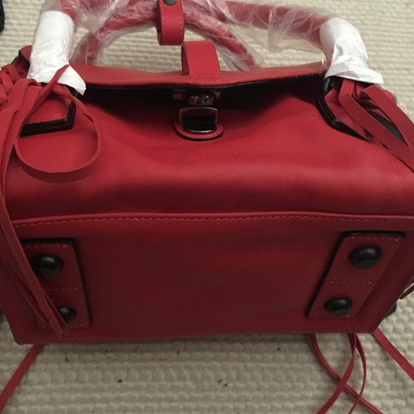 Joy Gryson Belted Strap Whipstitch Red Nyla Satchel Bag - Picture 5 of 7